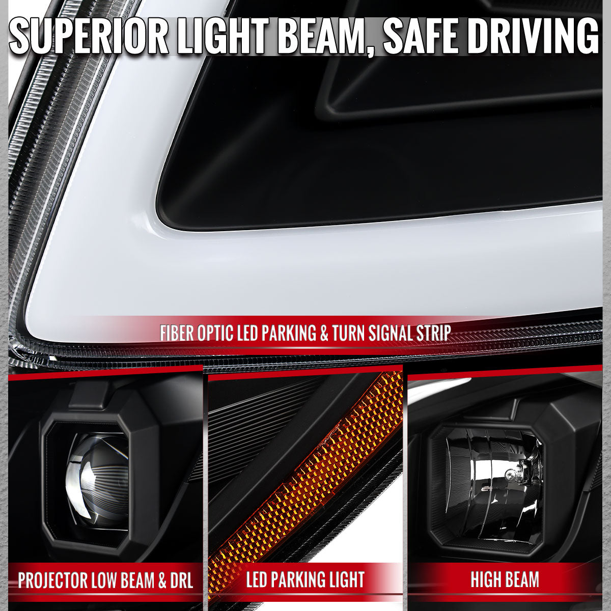 2005??2010 Chevrolet Cobalt Pontiac G5/Pursuit LED Bar Projector Headlights w/ LED DRL Light Tube (Matte Black Housing / Clear Lens)