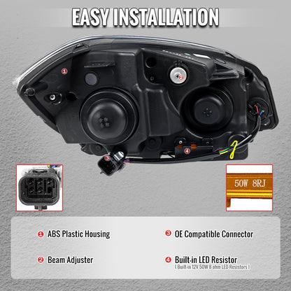 2005??2010 Chevrolet Cobalt Pontiac G5/Pursuit LED Bar Projector Headlights w/ LED DRL Light Tube (Matte Black Housing / Clear Lens)