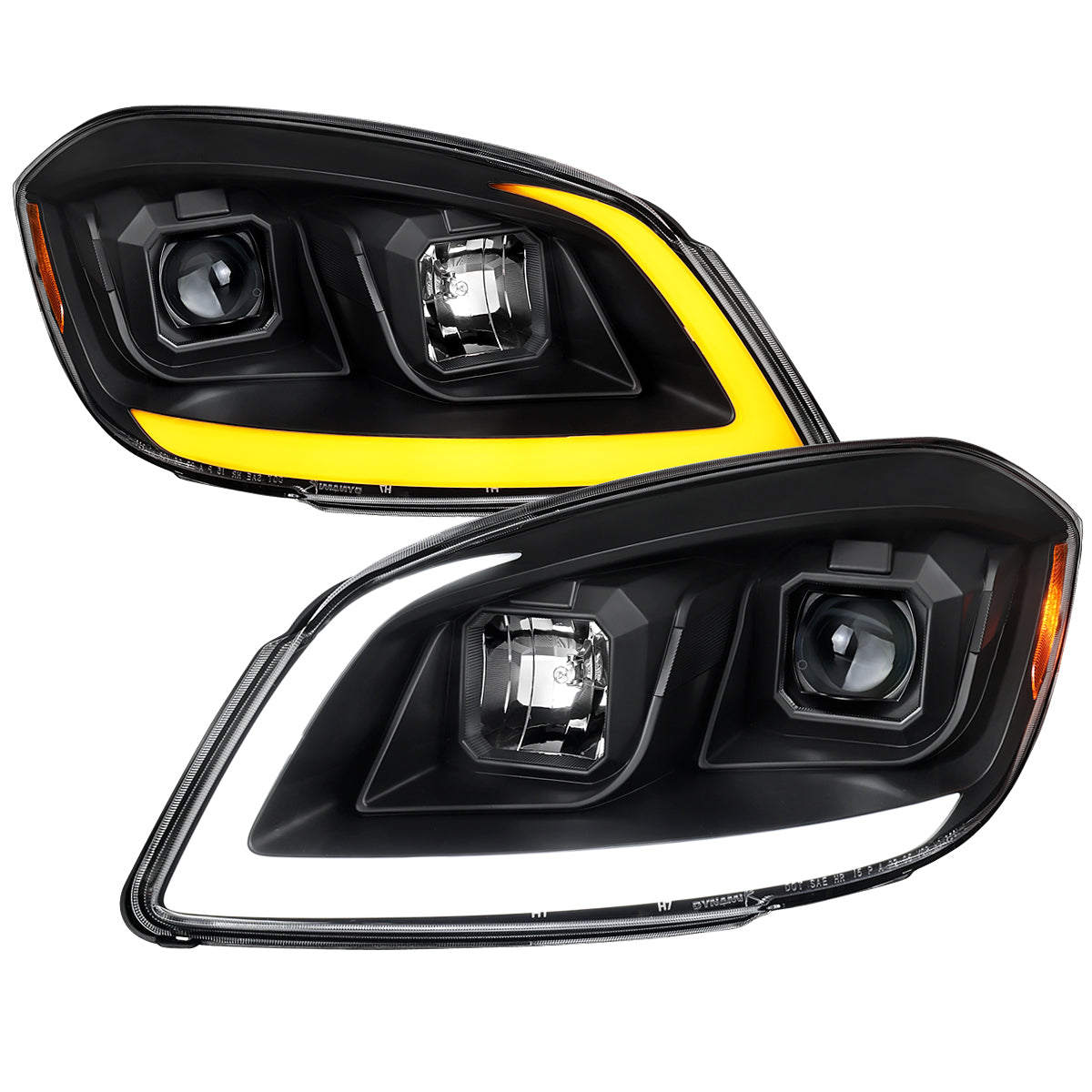 2005??2010 Chevrolet Cobalt Pontiac G5/Pursuit LED Bar Projector Headlights w/ LED DRL Light Tube (Matte Black Housing / Clear Lens)