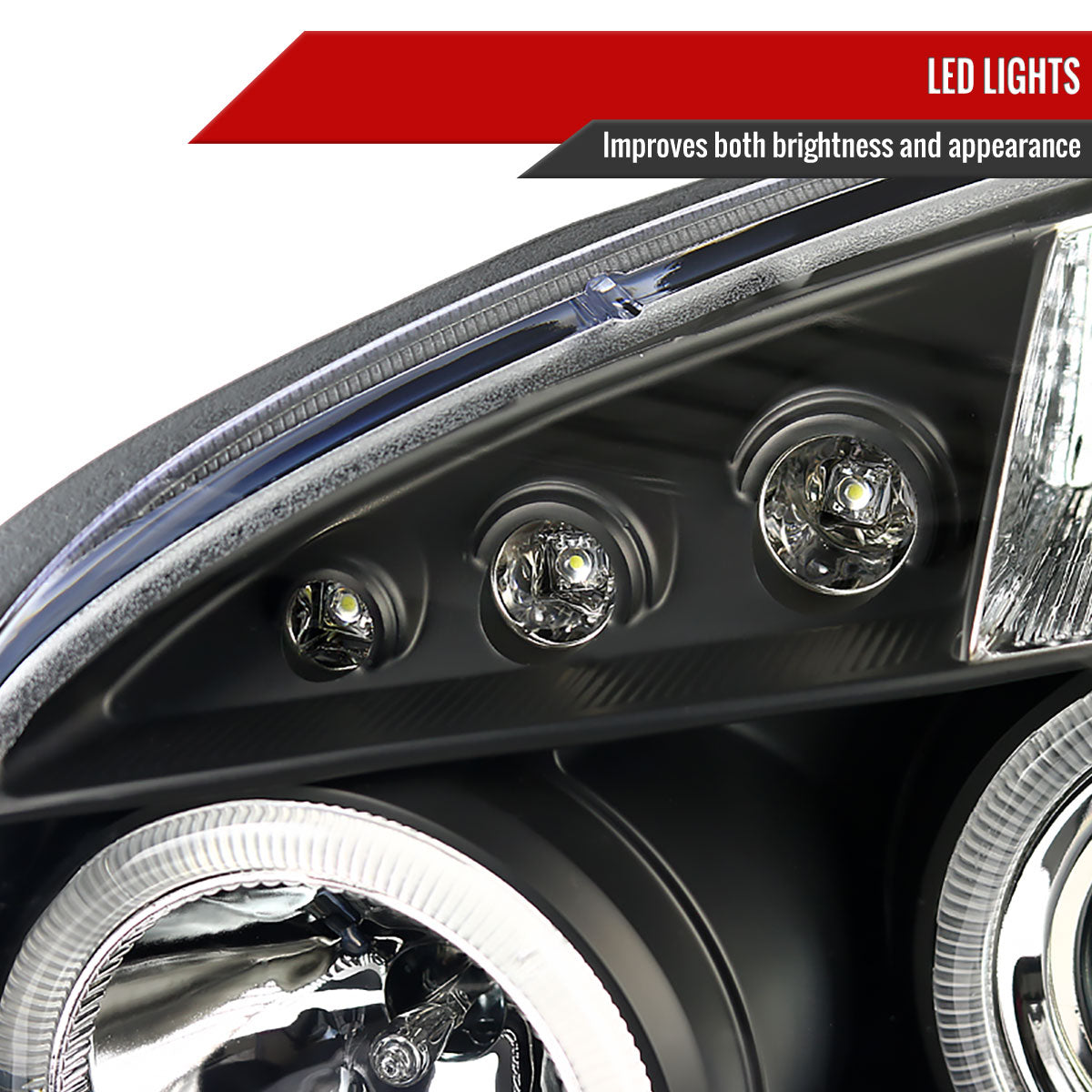 2005-2010 Chevrolet Cobalt Pontiac G5/Pursuit Dual Halo Projector Headlights (Matte Black Housing/Clear Lens)