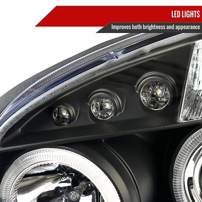 2005-2010 Chevrolet Cobalt Pontiac G5/Pursuit Dual Halo Projector Headlights (Matte Black Housing/Clear Lens)
