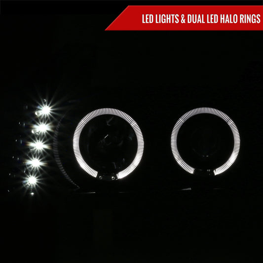 2004-2012 GMC Canyon/ Chevrolet Colorado Dual Halo Projector Headlights (Jet Black Housing/Clear Lens)