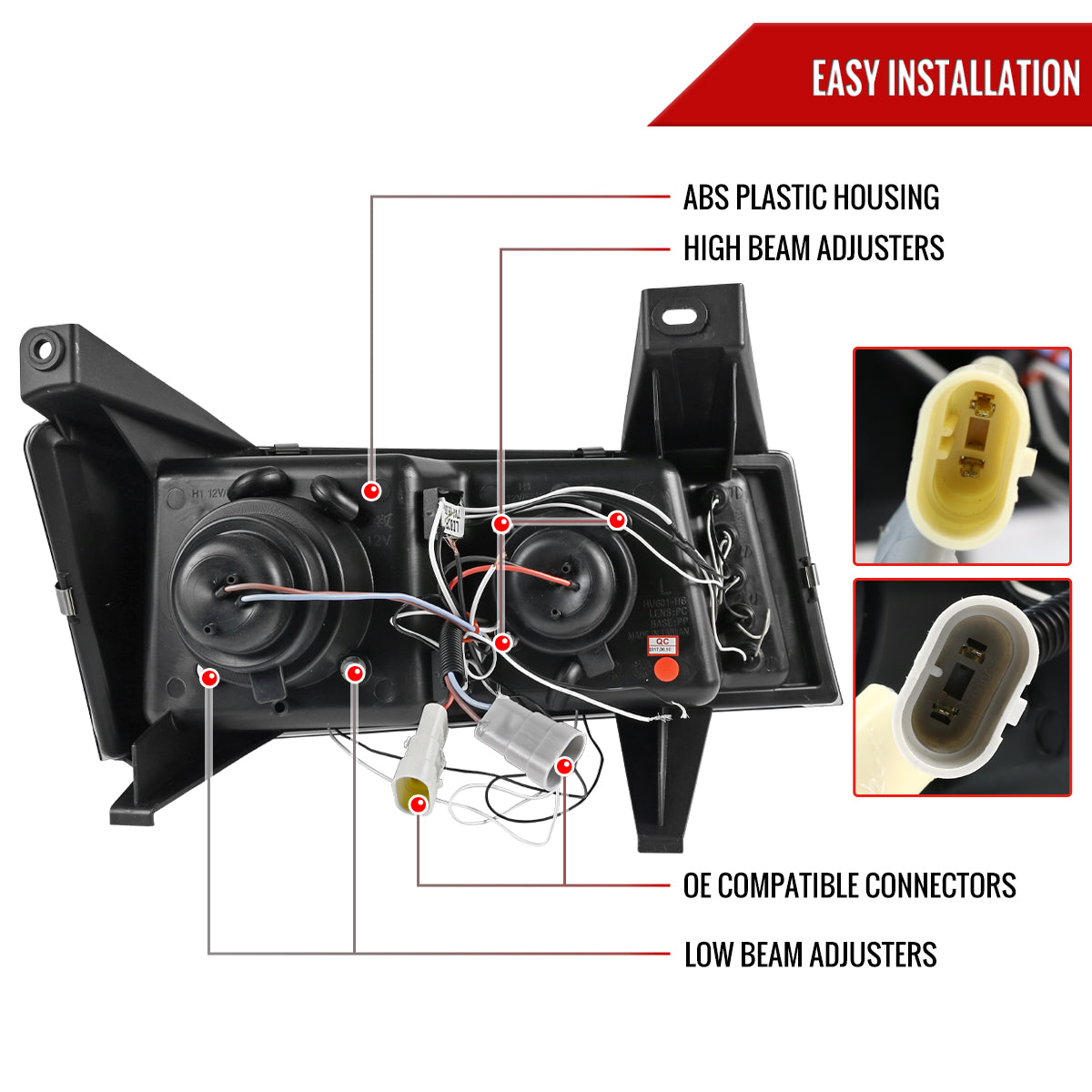2004-2012 GMC Canyon/ Chevrolet Colorado Dual Halo Projector Headlights (Jet Black Housing/Clear Lens)
