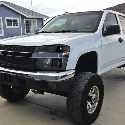 2004-2012 GMC Canyon/ Chevrolet Colorado Dual Halo Projector Headlights (Jet Black Housing/Clear Lens)