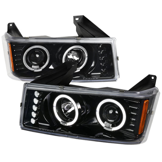 2004-2012 GMC Canyon/ Chevrolet Colorado Dual Halo Projector Headlights (Jet Black Housing/Clear Lens)