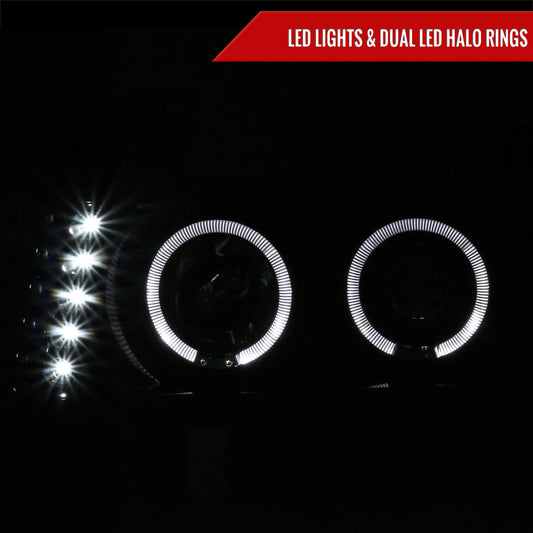 2004-2012 GMC Canyon/ Chevrolet Colorado Dual Halo Projector Headlights (Glossy Black Housing/Smoked Lens)