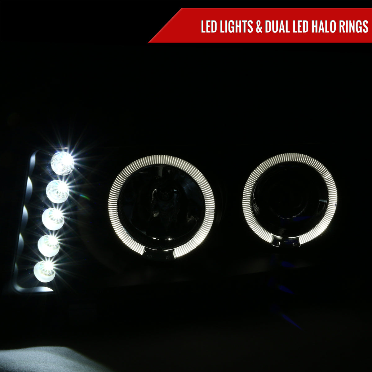 2004-2012 Chevrolet Colorado/ GMC Canyon Dual Halo Projector Headlights (Matte Black Housing/Clear Lens)