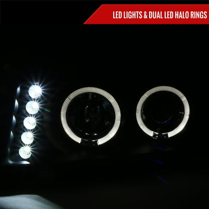 2004-2012 Chevrolet Colorado/ GMC Canyon Dual Halo Projector Headlights (Matte Black Housing/Clear Lens)
