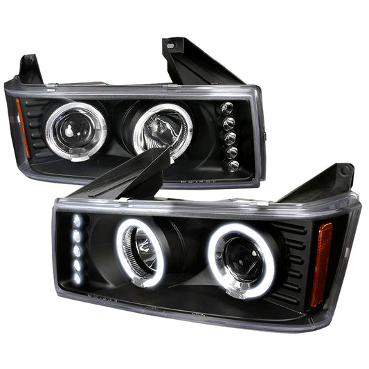 2004-2012 Chevrolet Colorado/ GMC Canyon Dual Halo Projector Headlights (Matte Black Housing/Clear Lens)