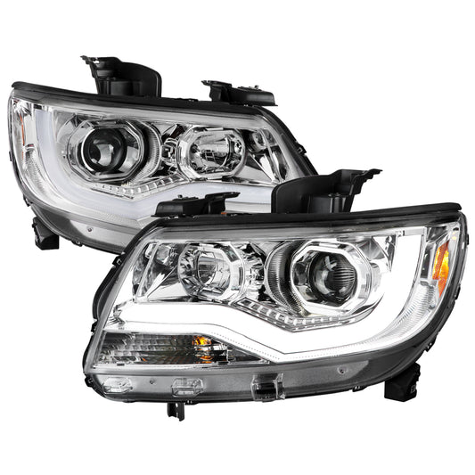 2015-2022 Chevrolet Colorado LED Bar Projector Headlights (Chrome Housing/Clear Lens)