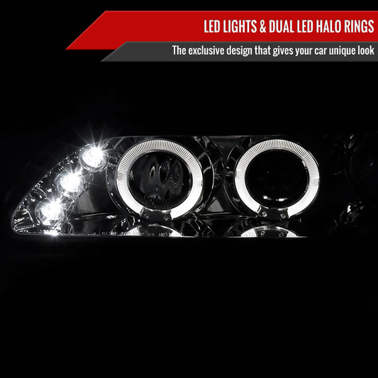 1993-1997 Toyota Corolla Dual Halo Projector Headlights (Chrome Housing/Clear Lens)