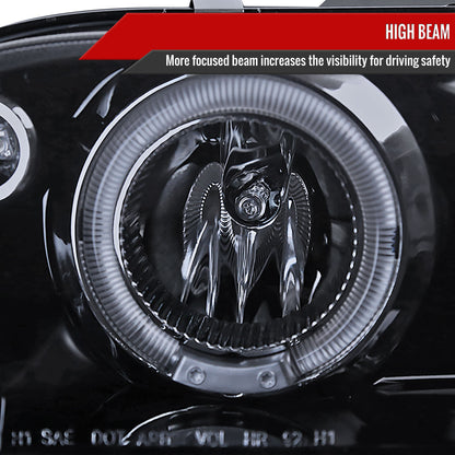 1993-1997 Toyota Corolla Dual Halo Projector Headlights (Glossy Black Housing/Smoked Lens)