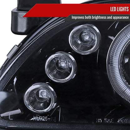 1993-1997 Toyota Corolla Dual Halo Projector Headlights (Glossy Black Housing/Smoked Lens)