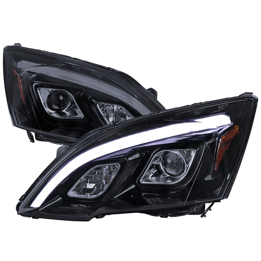 2007-2011 Honda CR-V LED Bar Projector Headlights (Glossy Black Housing/Smoked Lens)