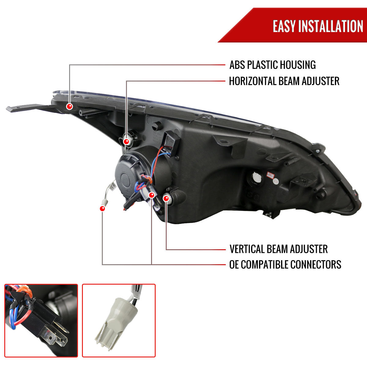 2007-2011 Honda CRV LED Bar Projector Headlights (Matte Black Housing/Clear Lens)