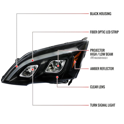 2007-2011 Honda CRV LED Bar Projector Headlights (Matte Black Housing/Clear Lens)