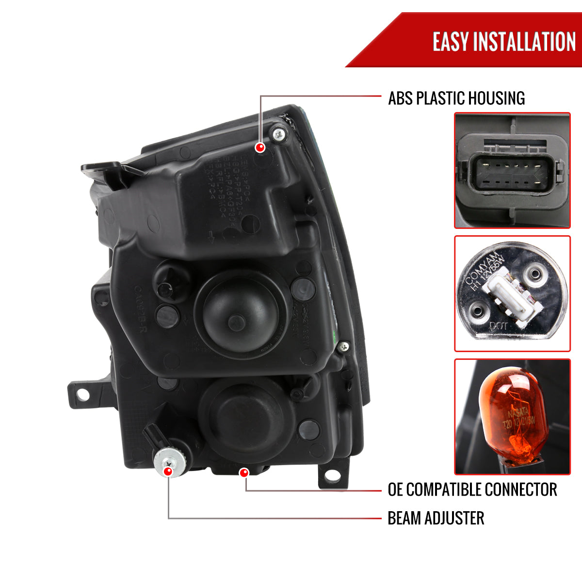 2008-2014 Cadillac CTS Switchback Sequential LED Bar Projector Headlights (Matte Black Housing/Smoked Lens)