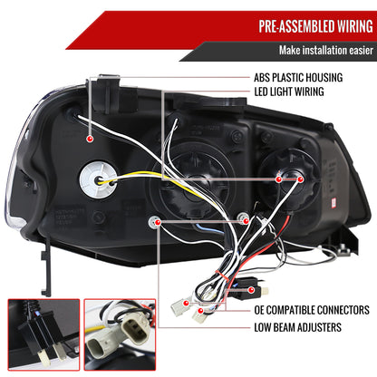2001-2003 Honda Civic Dual Halo Projector Headlights (Glossy Black Housing/Smoked Lens)