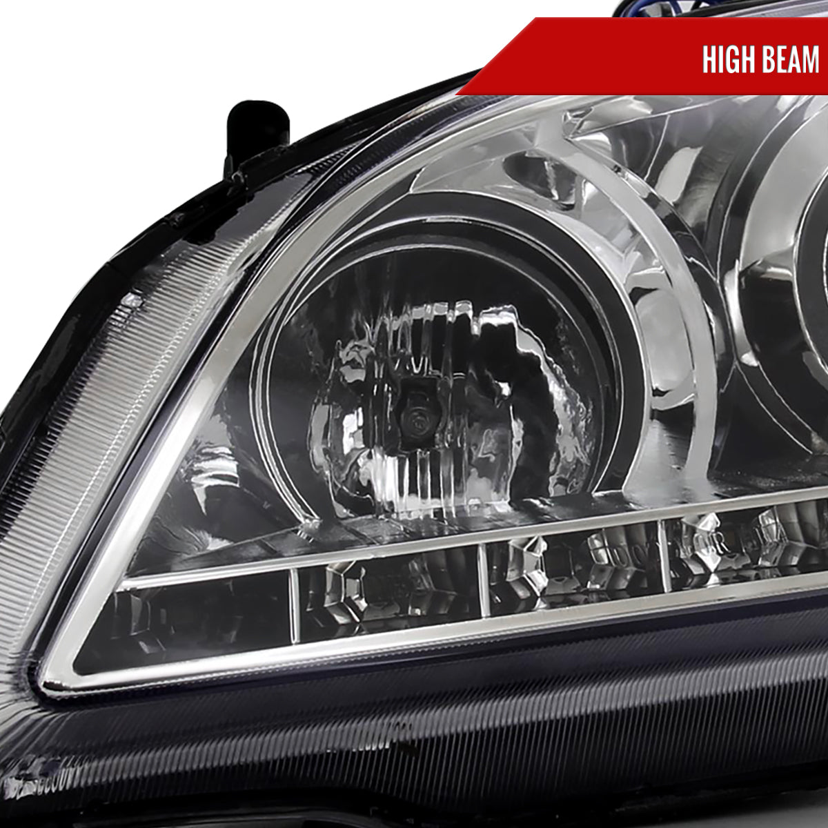2004-2005 Honda Civic Projector Headlights w/ LED Light Strip (Chrome Housing/Clear Lens)