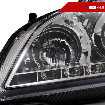 2004-2005 Honda Civic Projector Headlights w/ LED Light Strip (Chrome Housing/Clear Lens)