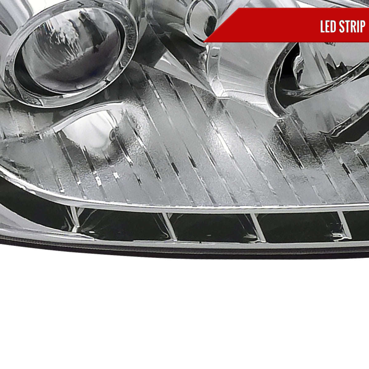 2004-2005 Honda Civic Projector Headlights w/ LED Light Strip (Chrome Housing/Clear Lens)