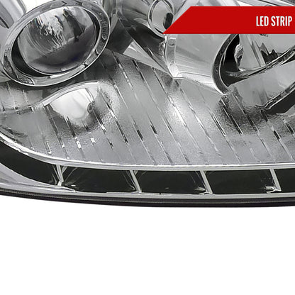 2004-2005 Honda Civic Projector Headlights w/ LED Light Strip (Chrome Housing/Clear Lens)