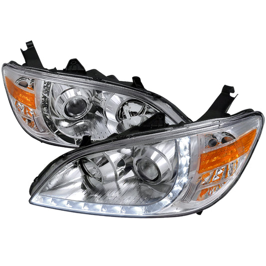 2004-2005 Honda Civic Projector Headlights w/ LED Light Strip (Chrome Housing/Clear Lens)