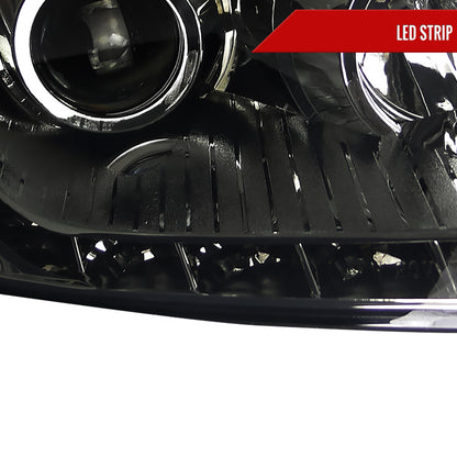 2004-2005 Honda Civic Projector Headlights w/ R8 Style LED Light Strip (Chrome Housing/Smoked Lens)