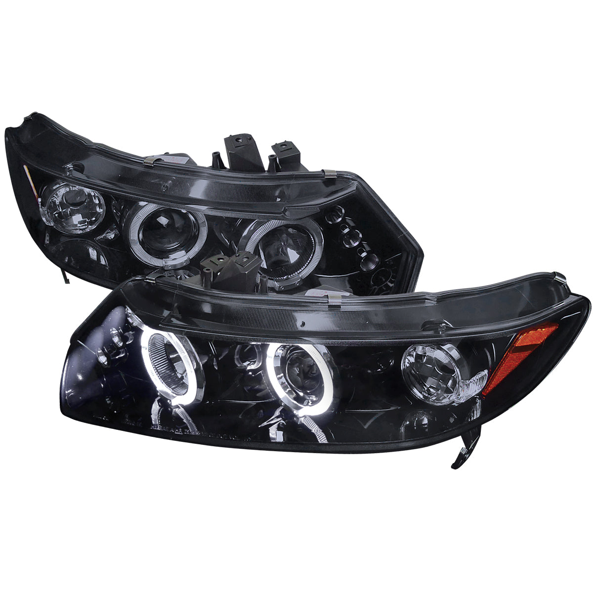 2006-2011 Honda Civic Coupe Dual Halo Projector Headlights (Glossy Black Housing/Smoked Lens)
