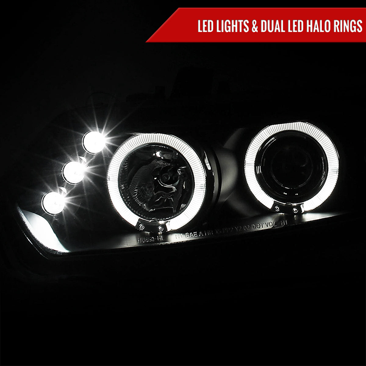 2006-2011 Honda Civic Coupe Dual Halo Projector Headlights (Matte Black Housing/Clear Lens)