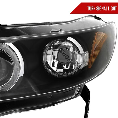 2006-2011 Honda Civic Coupe Dual Halo Projector Headlights (Matte Black Housing/Clear Lens)