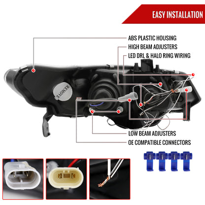 2006-2011 Honda Civic Coupe Dual Halo Projector Headlights (Matte Black Housing/Clear Lens)