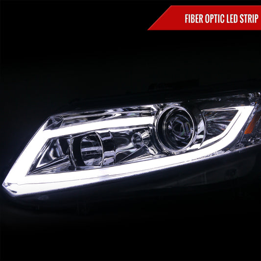 2012-2013 Honda Civic Coupe/ 2012-2015 Civic Sedan LED Bar Projector Headlights (Chrome Housing/Clear Lens)