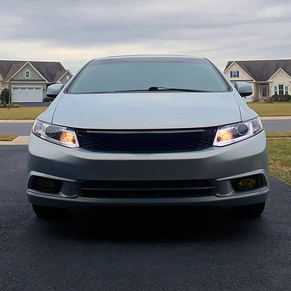2012-2013 Honda Civic Coupe/ 2012-2015 Civic Sedan LED Bar Projector Headlights (Chrome Housing/Clear Lens)