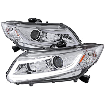 2012-2013 Honda Civic Coupe/ 2012-2015 Civic Sedan LED Bar Projector Headlights (Chrome Housing/Clear Lens)