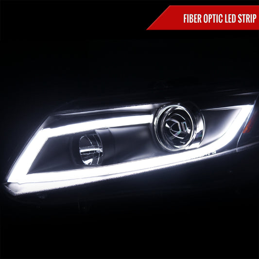 2012-2013 Honda Civic Coupe / 2012-2015 Civic Sedan LED Bar Projector Headlights (Matte Black Housing/Clear Lens)