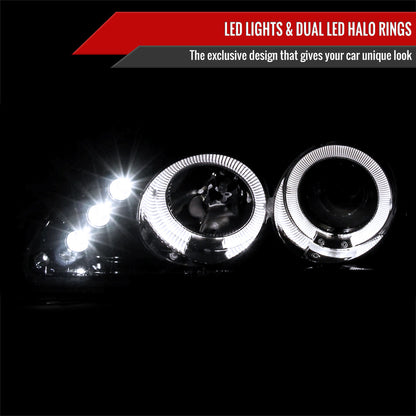 1992-1995 Honda Civic Dual Halo Projector Headlights (Glossy Black Housing/Smoked Lens)