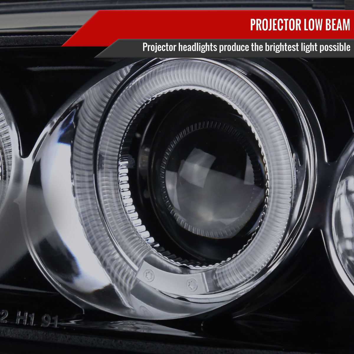 1992-1995 Honda Civic Dual Halo Projector Headlights (Glossy Black Housing/Smoked Lens)