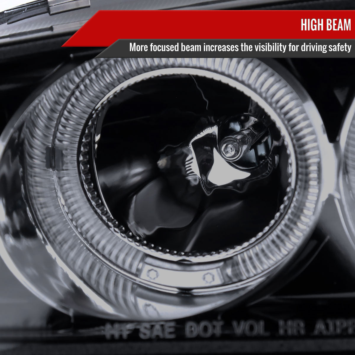 1992-1995 Honda Civic Dual Halo Projector Headlights (Glossy Black Housing/Smoked Lens)