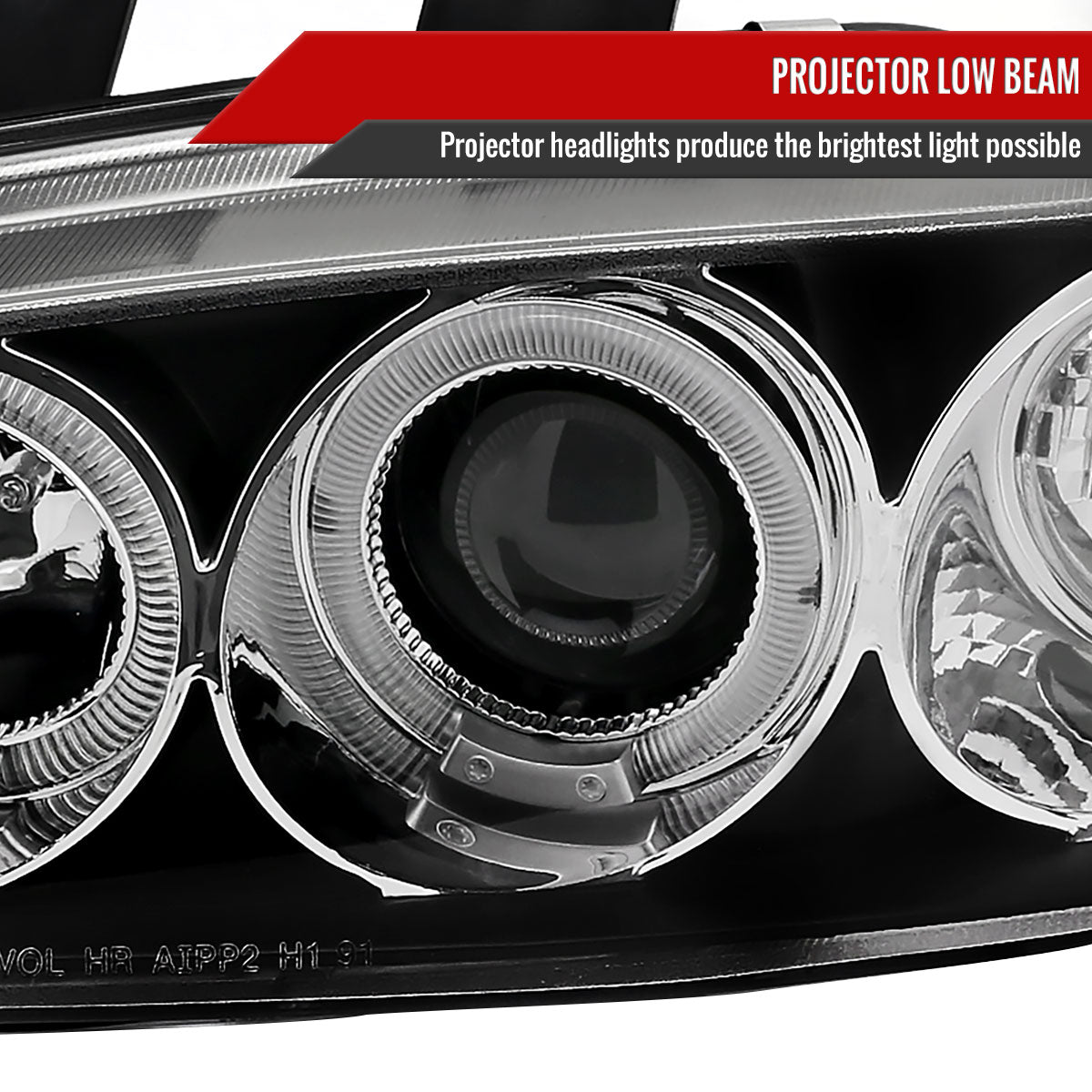 1992-1995 Honda Civic Dual Halo Projector Headlights (Matte Black Housing/Clear Lens)