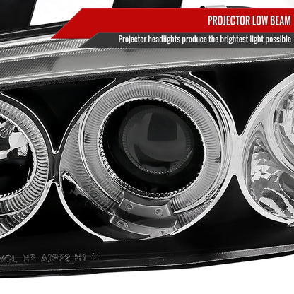 1992-1995 Honda Civic Dual Halo Projector Headlights (Matte Black Housing/Clear Lens)