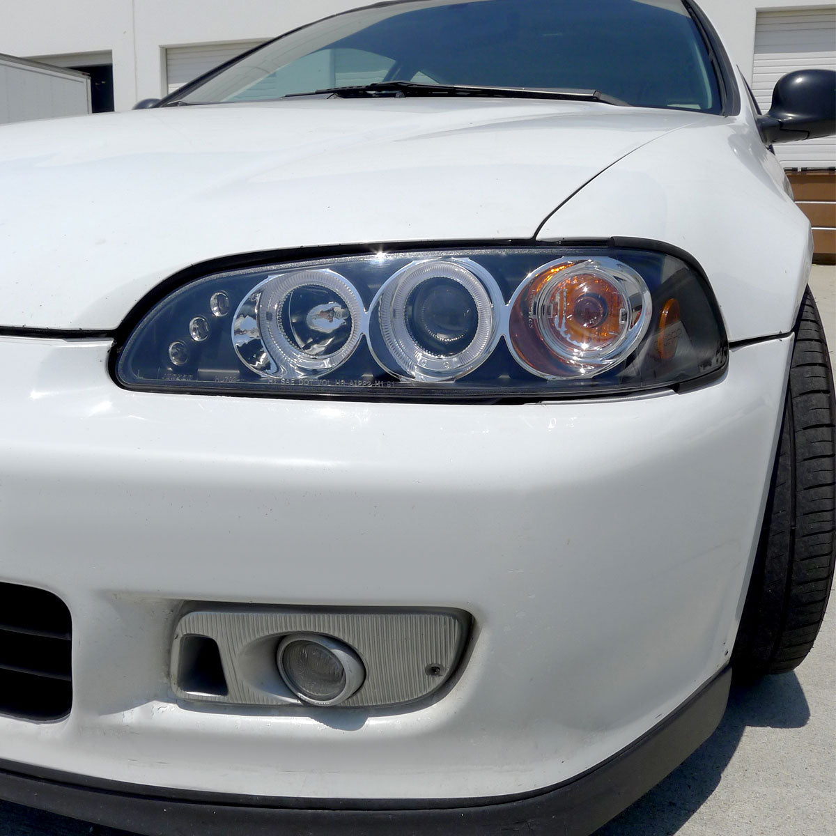 1992-1995 Honda Civic Dual Halo Projector Headlights (Matte Black Housing/Clear Lens)