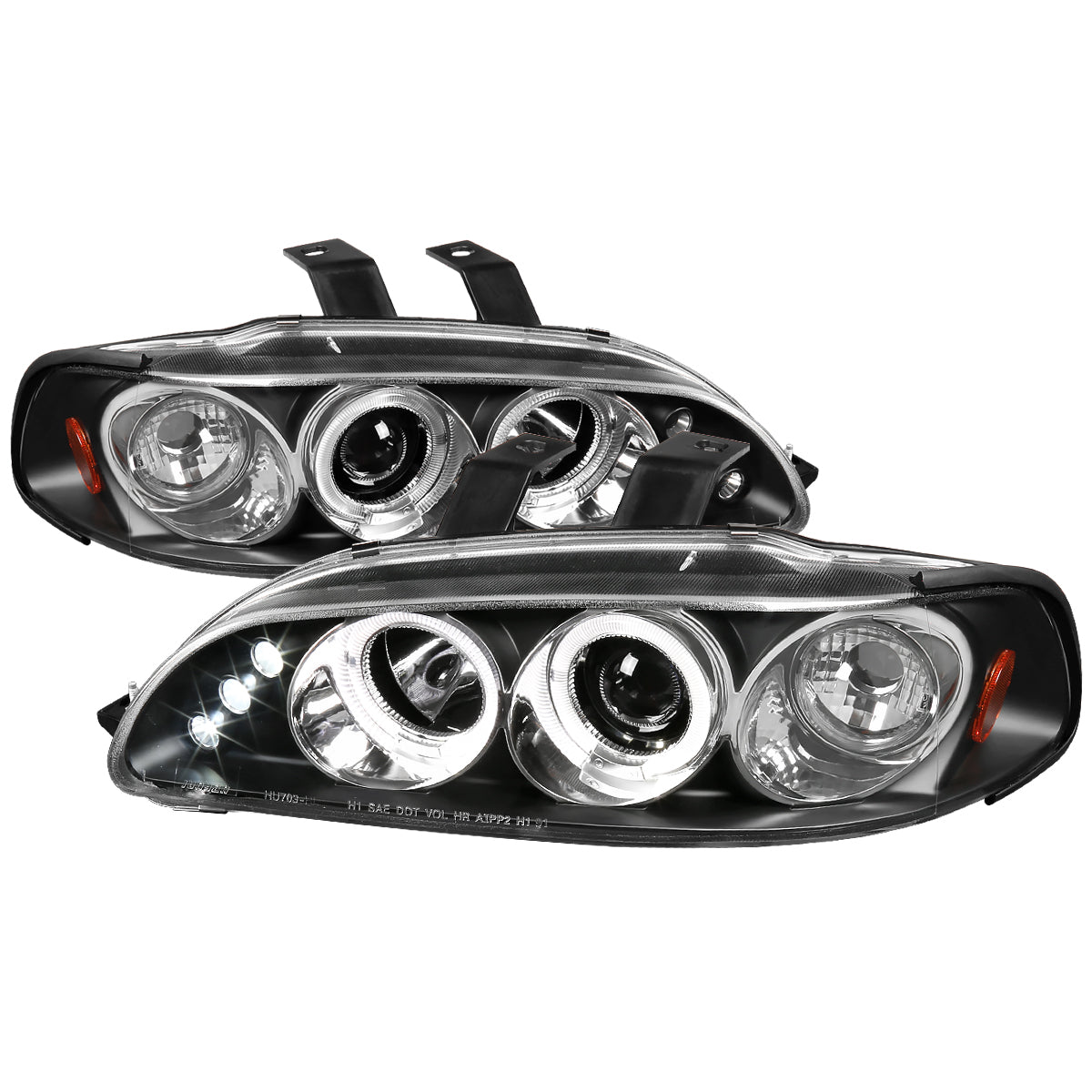 1992-1995 Honda Civic Dual Halo Projector Headlights (Matte Black Housing/Clear Lens)