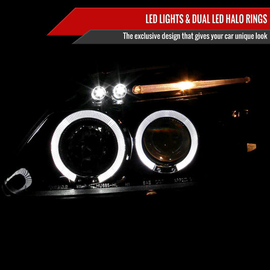 1996-1998 Honda Civic Dual Halo Projector Headlights (Glossy Black Housing/Smoked Lens)