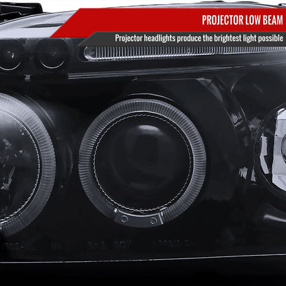 1996-1998 Honda Civic Dual Halo Projector Headlights (Glossy Black Housing/Smoked Lens)