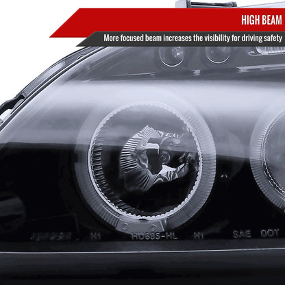 1996-1998 Honda Civic Dual Halo Projector Headlights (Glossy Black Housing/Smoked Lens)
