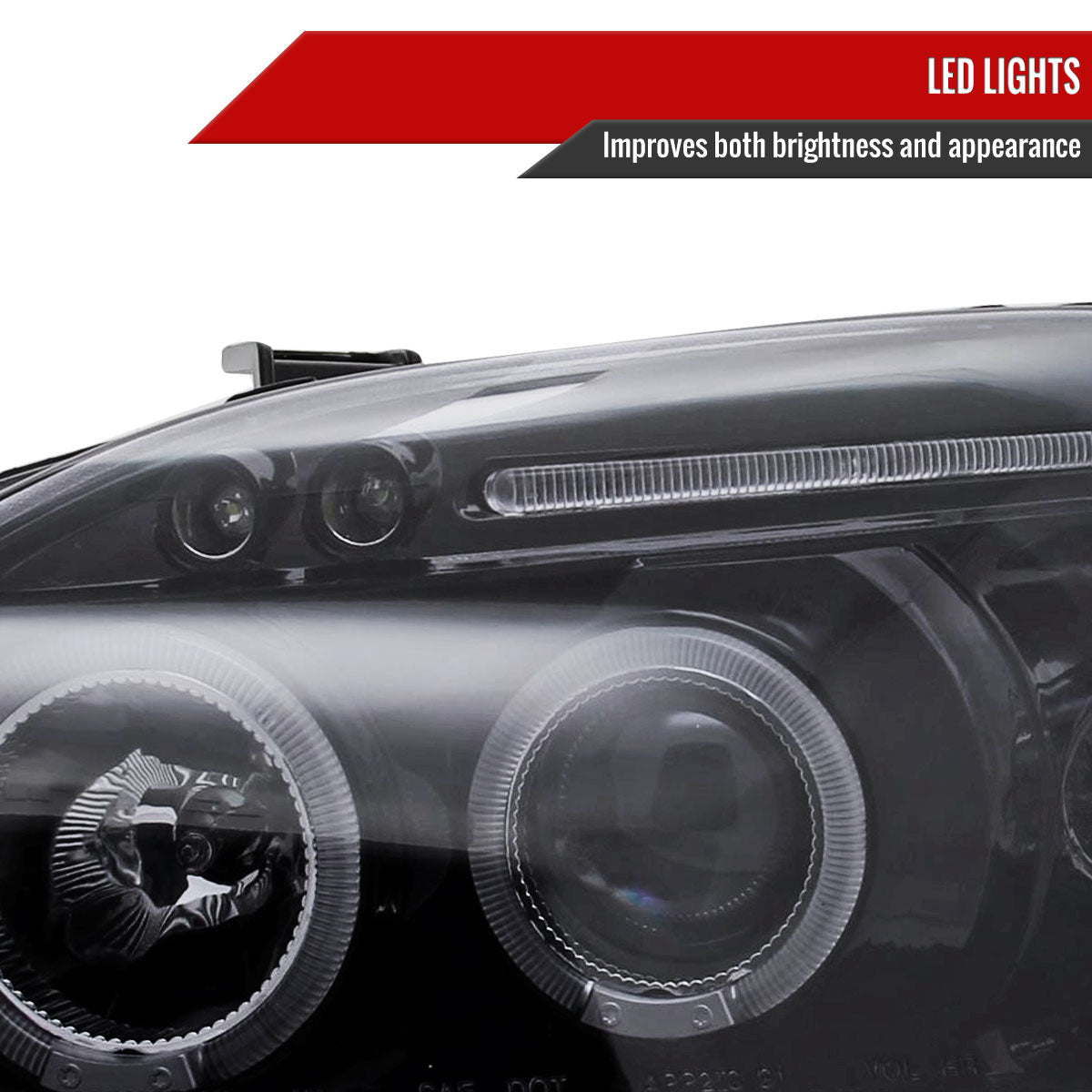 1996-1998 Honda Civic Dual Halo Projector Headlights (Glossy Black Housing/Smoked Lens)
