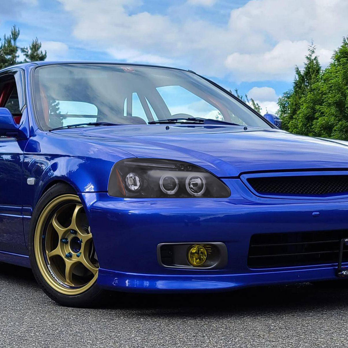 1996-1998 Honda Civic Dual Halo Projector Headlights (Glossy Black Housing/Smoked Lens)