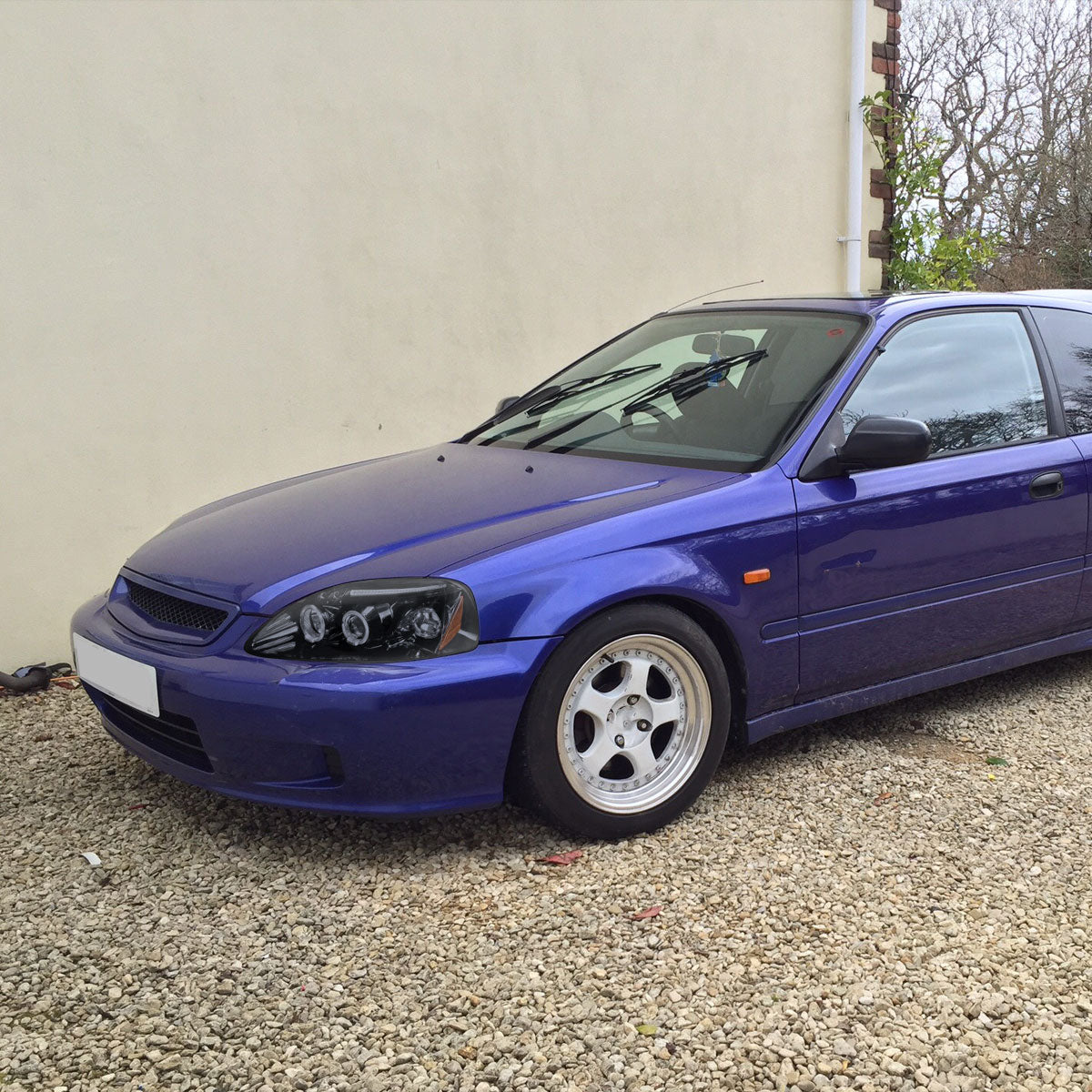 1996-1998 Honda Civic Dual Halo Projector Headlights (Glossy Black Housing/Smoked Lens)