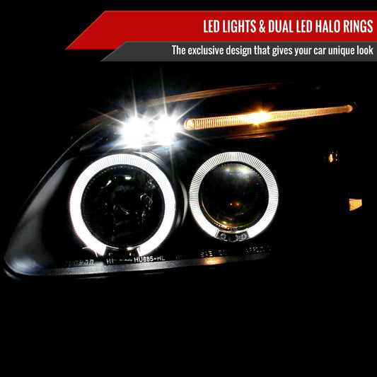 1996-1998 Honda Civic Dual Halo Projector Headlights (Matte Black Housing/Clear Lens)